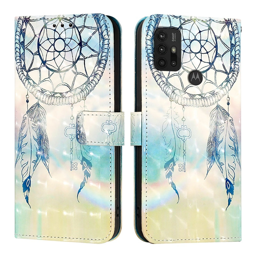 Motorola Moto G20 Leather Flip Phone Case with 3D Painted Design, Card Holder, Wallet & Stand Function - Durable Protection & Easy Access