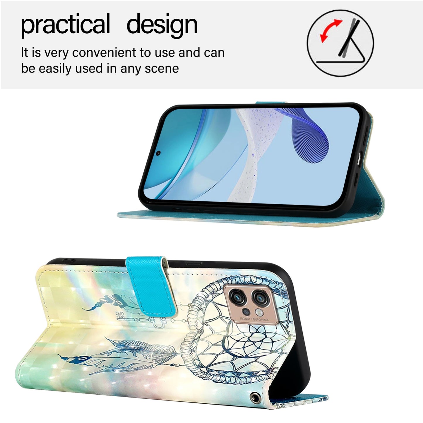 Motorola Moto G32 Leather Flip Phone Case with 3D Painted Design, Card Holder, Wallet & Stand Function - Durable Protection & Easy Access