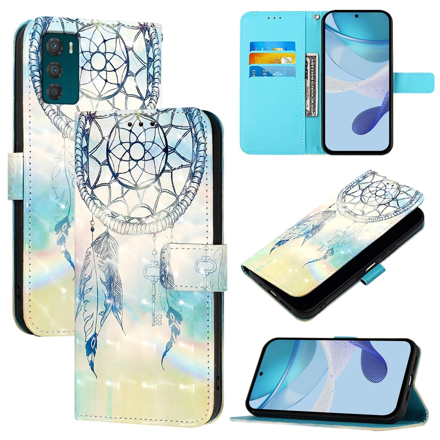 Motorola Moto G42 Leather Flip Phone Case with 3D Painted Design, Card Holder, Wallet & Stand Function - Durable Protection & Easy Access