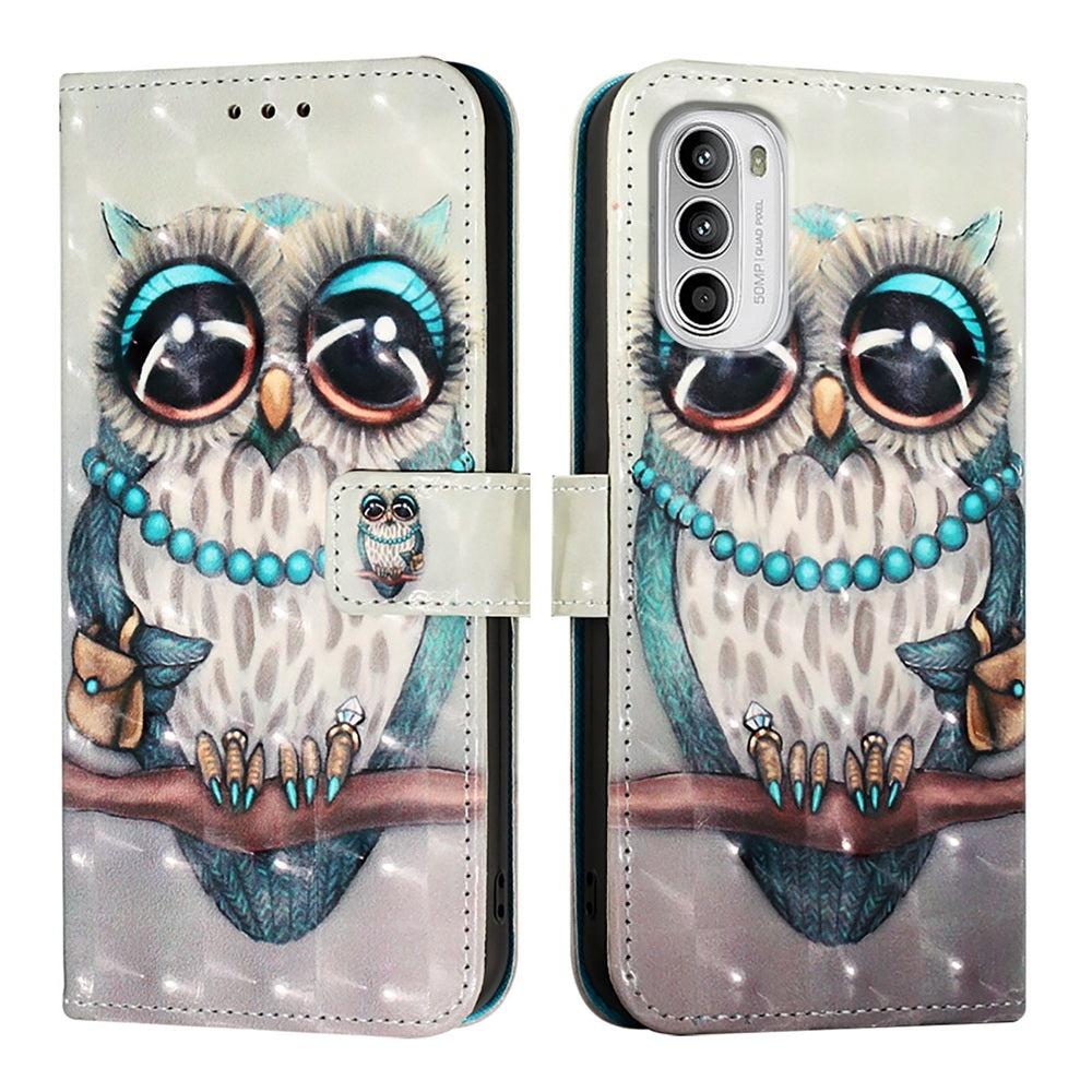 Motorola Moto G82 Leather Flip Phone Case with 3D Painted Design, Card Holder, Wallet & Stand Function - Durable Protection & Easy Access