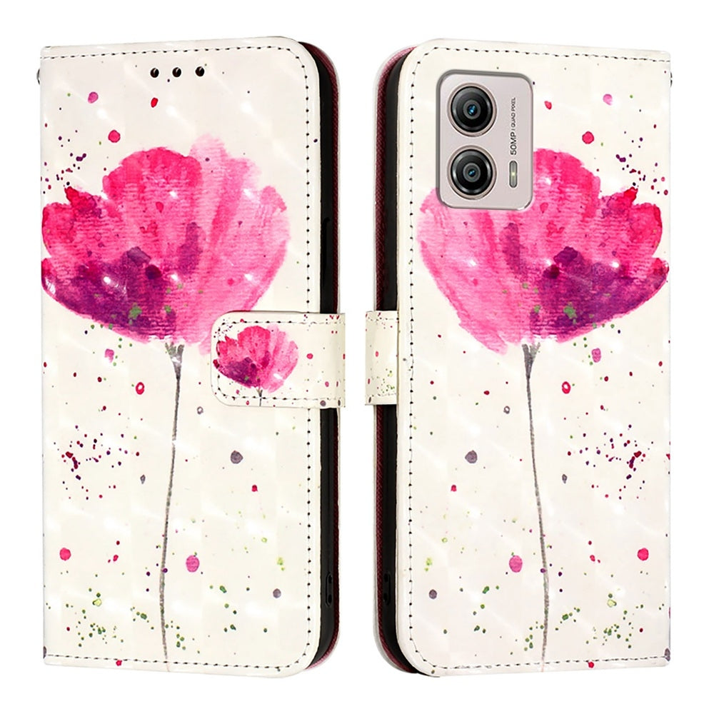 Motorola Moto G13 Leather Flip Phone Case with 3D Painted Design, Card Holder, Wallet & Stand Function - Durable Protection & Easy Access