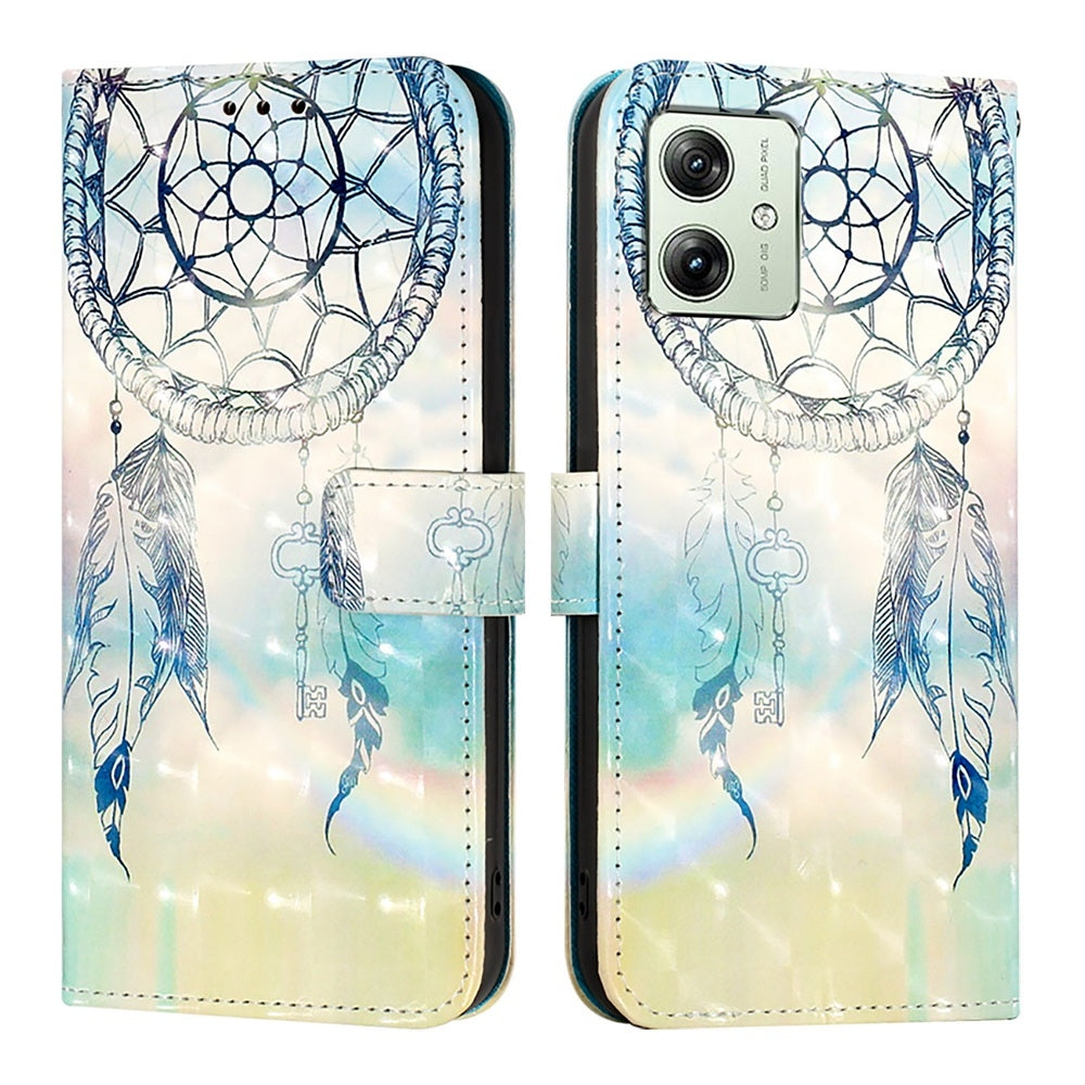 Motorola Moto G54 Power Leather Flip Phone Case with 3D Painted Design, Card Holder, Wallet & Stand Function - Durable Protection & Easy Access