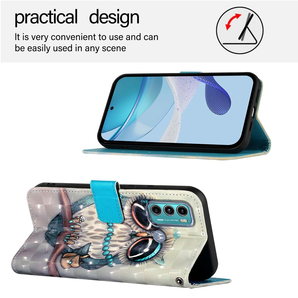 Motorola Moto G40 Fusion Leather Flip Phone Case with 3D Painted Design, Card Holder, Wallet & Stand Function - Durable Protection & Easy Access