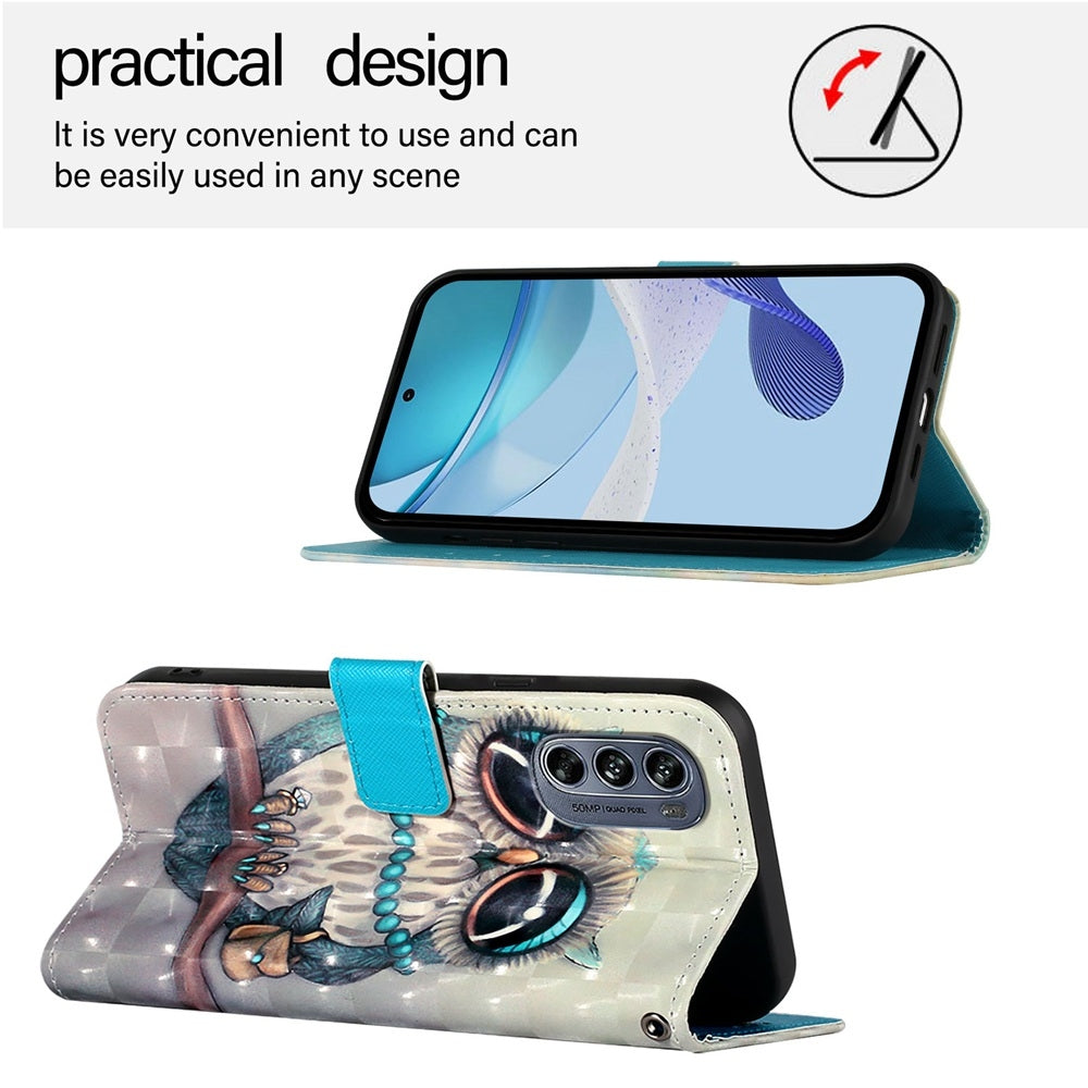Motorola Moto G62 5G Global Leather Flip Phone Case with 3D Painted Design, Card Holder, Wallet & Stand Function - Durable Protection & Easy Access