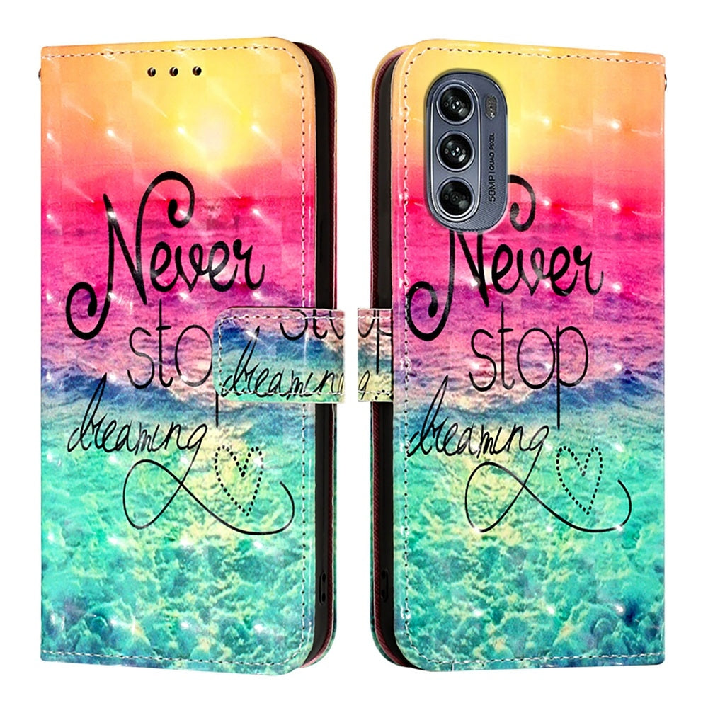 Motorola Moto G62 5G Global Leather Flip Phone Case with 3D Painted Design, Card Holder, Wallet & Stand Function - Durable Protection & Easy Access
