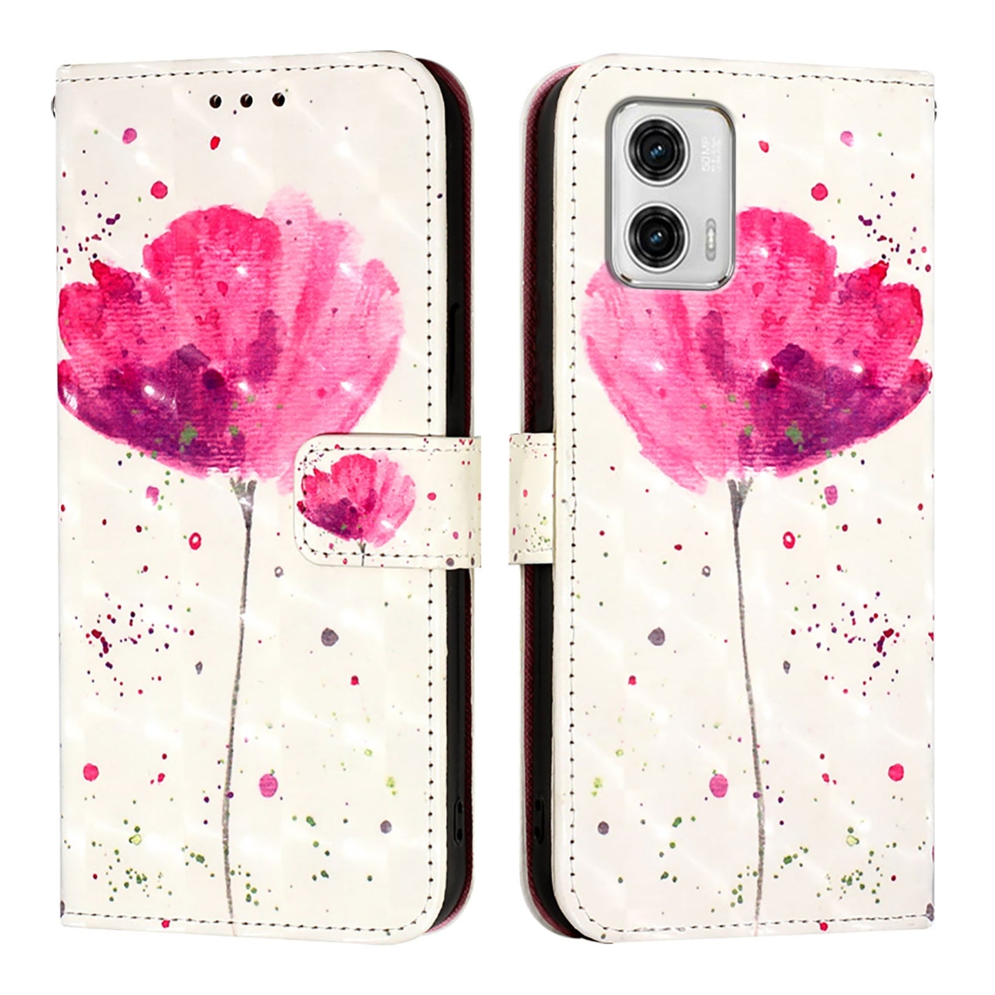 Motorola Moto G73 Leather Flip Phone Case with 3D Painted Design, Card Holder, Wallet & Stand Function - Durable Protection & Easy Access