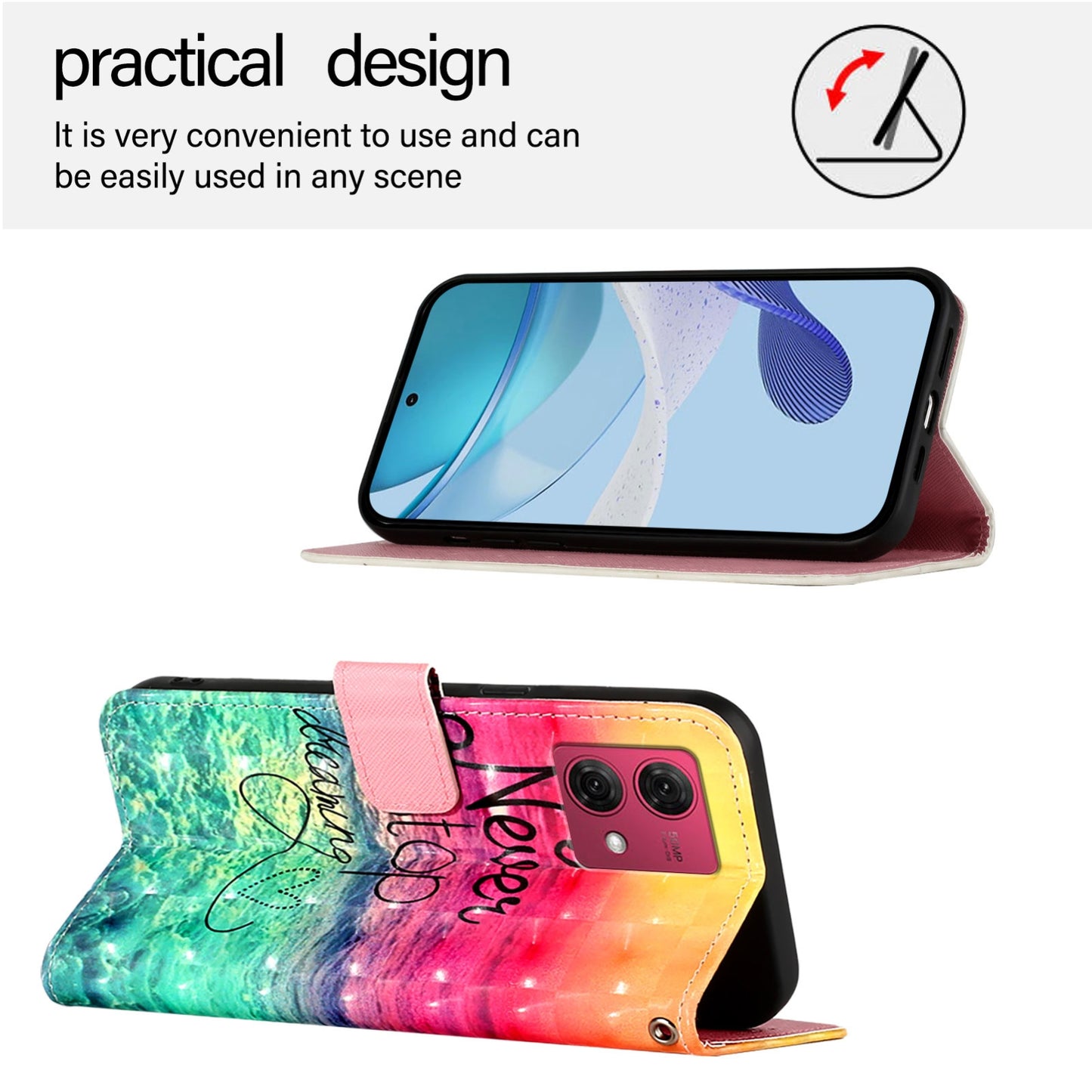 Motorola Moto G84 Leather Flip Phone Case with 3D Painted Design, Card Holder, Wallet & Stand Function - Durable Protection & Easy Access