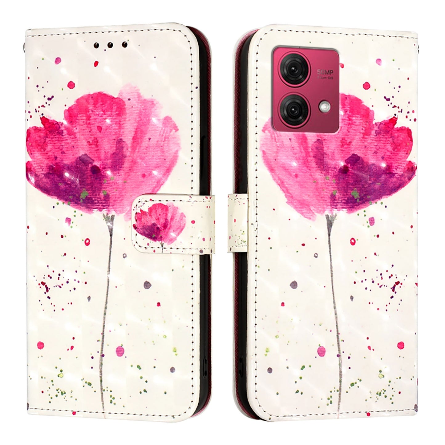 Motorola Moto G84 Leather Flip Phone Case with 3D Painted Design, Card Holder, Wallet & Stand Function - Durable Protection & Easy Access