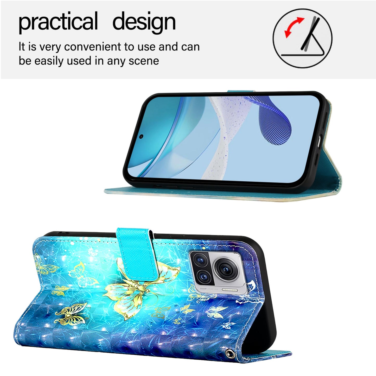 Motorola Edge 30 Ultra Leather Flip Phone Case with 3D Painted Design, Card Holder, Wallet & Stand Function - Durable Protection & Easy Access