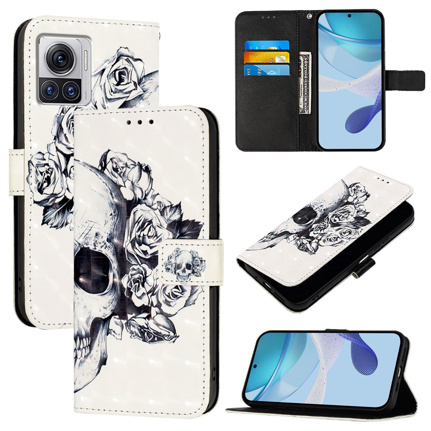 Motorola Moto X30 Pro Leather Flip Phone Case with 3D Painted Design, Card Holder, Wallet & Stand Function - Durable Protection & Easy Access