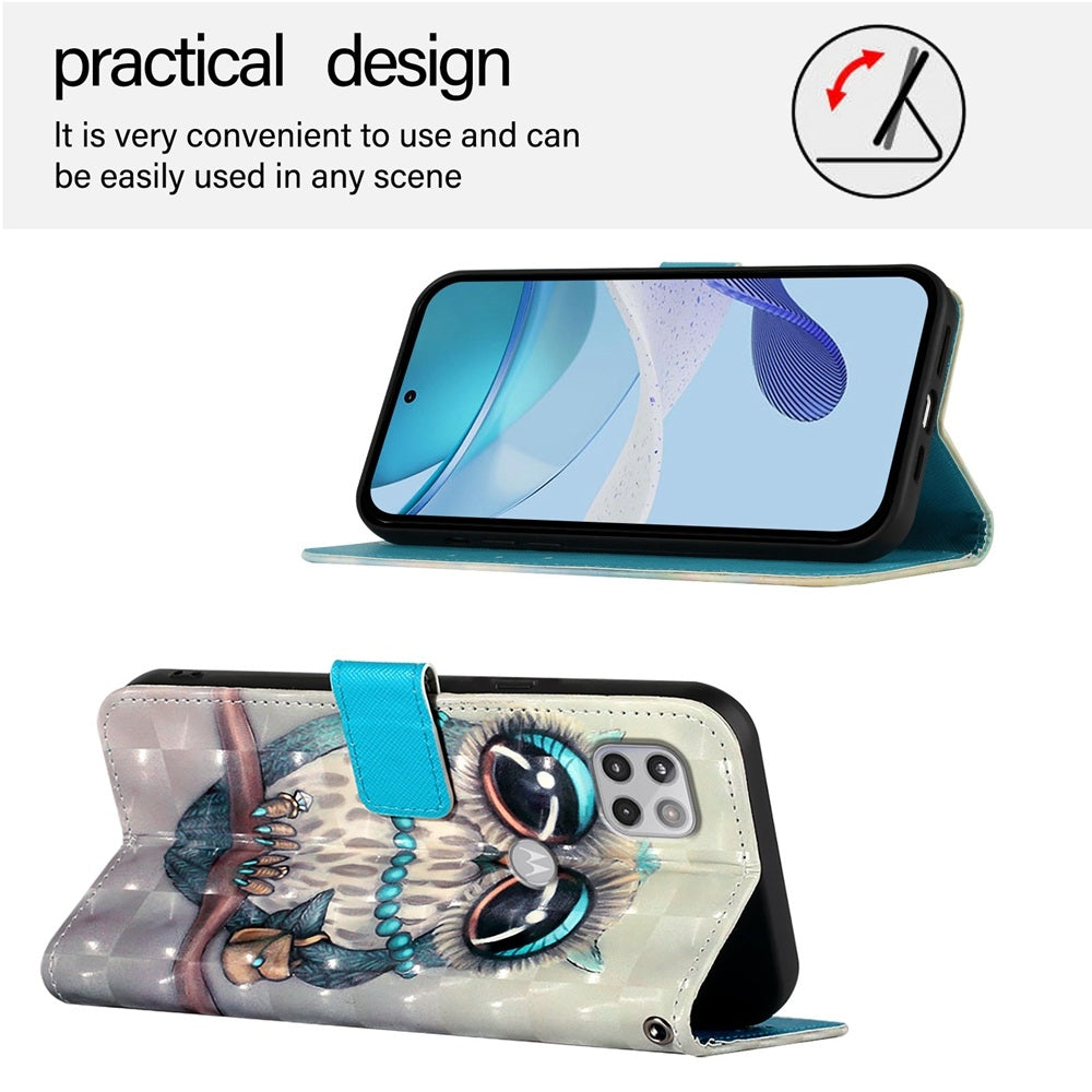 Motorola One 5G Ace Leather Flip Phone Case with 3D Painted Design, Card Holder, Wallet & Stand Function - Durable Protection & Easy Access