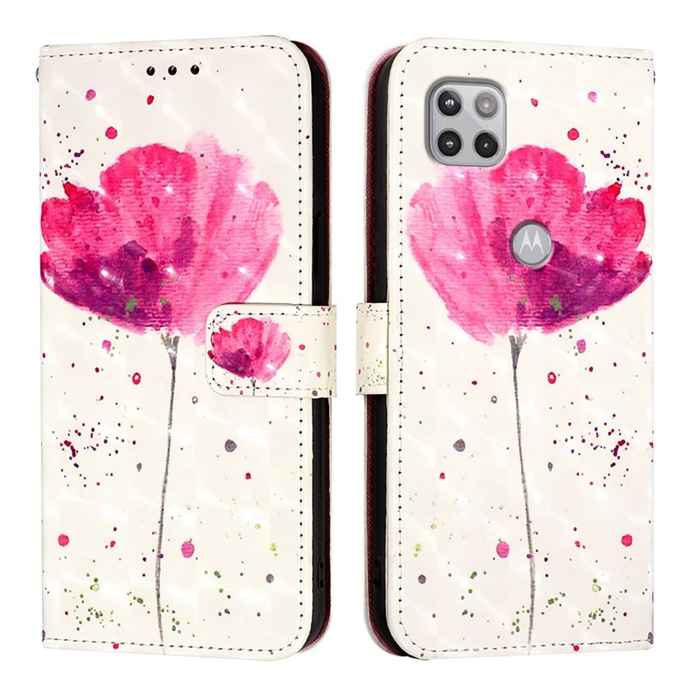 Motorola One 5G Ace Leather Flip Phone Case with 3D Painted Design, Card Holder, Wallet & Stand Function - Durable Protection & Easy Access
