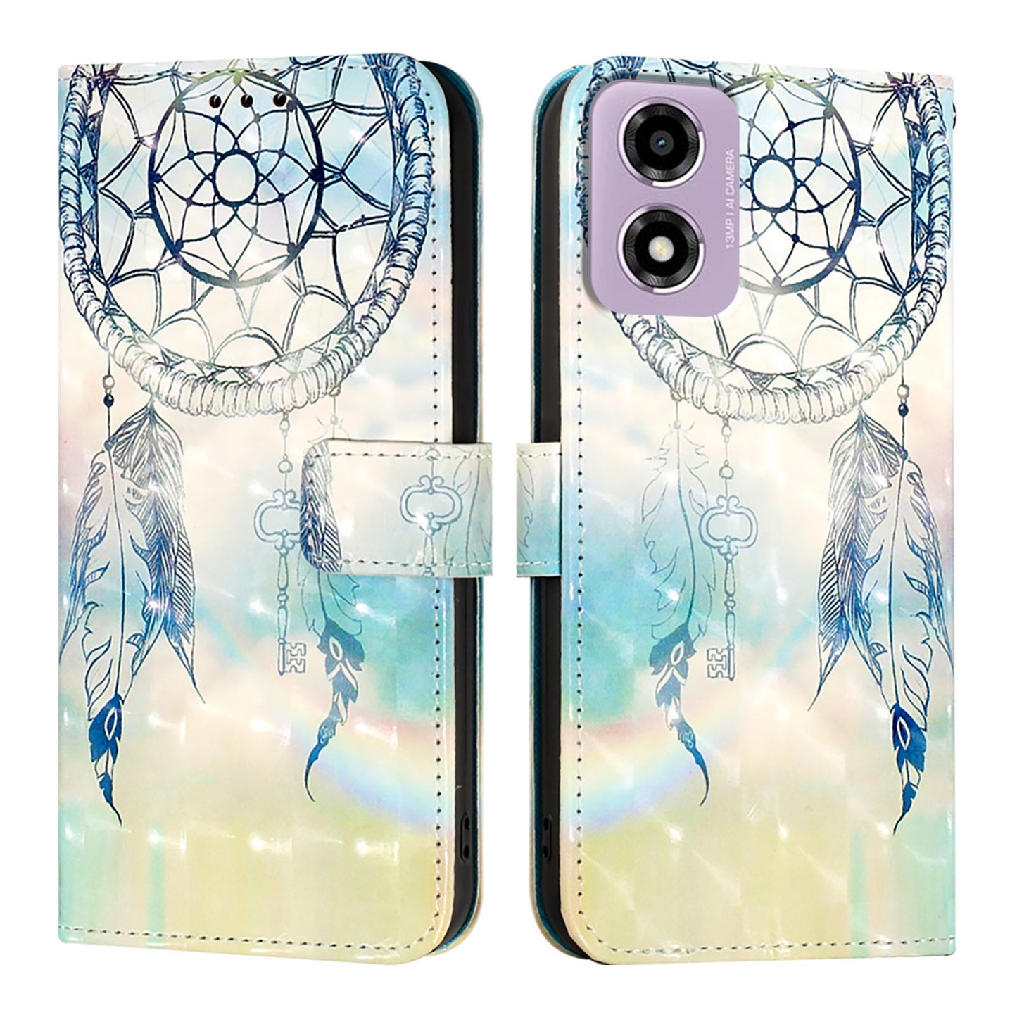 Motorola Moto E14 Leather Flip Phone Case with 3D Painted Design, Card Holder, Wallet & Stand Function - Durable Protection & Easy Access