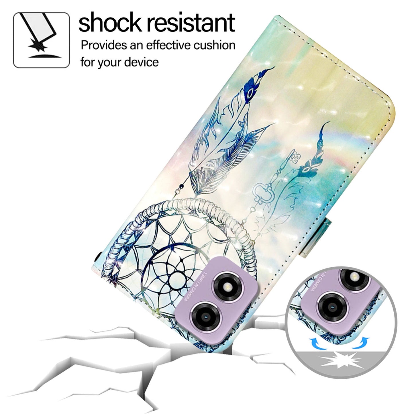 Motorola Moto E14 Leather Flip Phone Case with 3D Painted Design, Card Holder, Wallet & Stand Function - Durable Protection & Easy Access