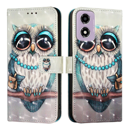 Motorola Moto E14 Leather Flip Phone Case with 3D Painted Design, Card Holder, Wallet & Stand Function - Durable Protection & Easy Access