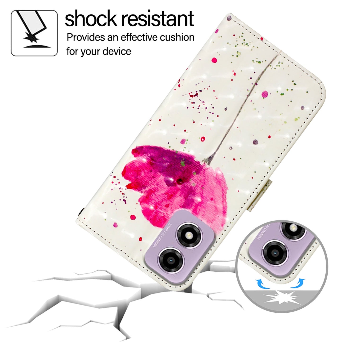 Motorola Moto E14 Leather Flip Phone Case with 3D Painted Design, Card Holder, Wallet & Stand Function - Durable Protection & Easy Access