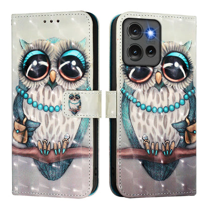 Motorola Edge 50 5G Global Leather Flip Phone Case with 3D Painted Design, Card Holder, Wallet & Stand Function - Durable Protection & Easy Access