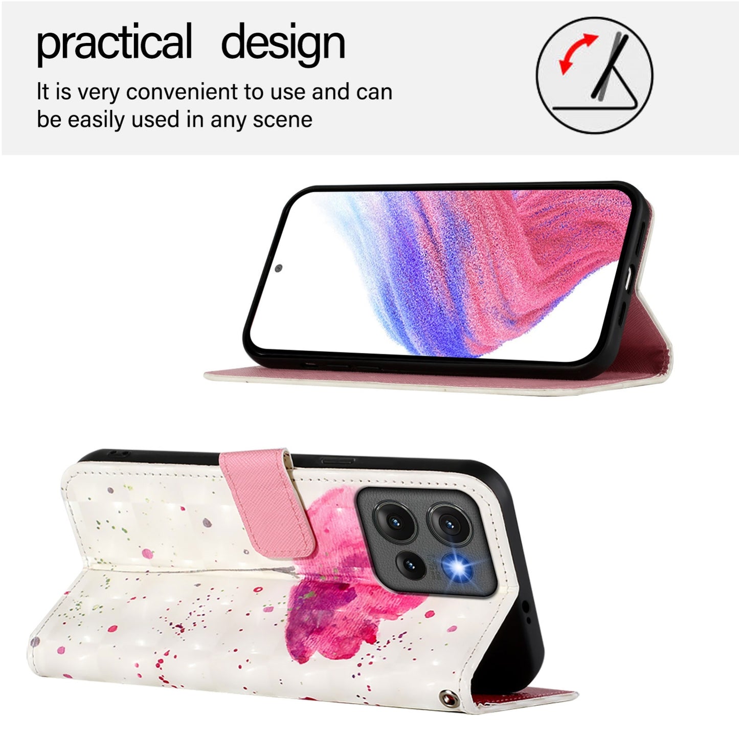 Motorola Edge 50 5G Global Leather Flip Phone Case with 3D Painted Design, Card Holder, Wallet & Stand Function - Durable Protection & Easy Access