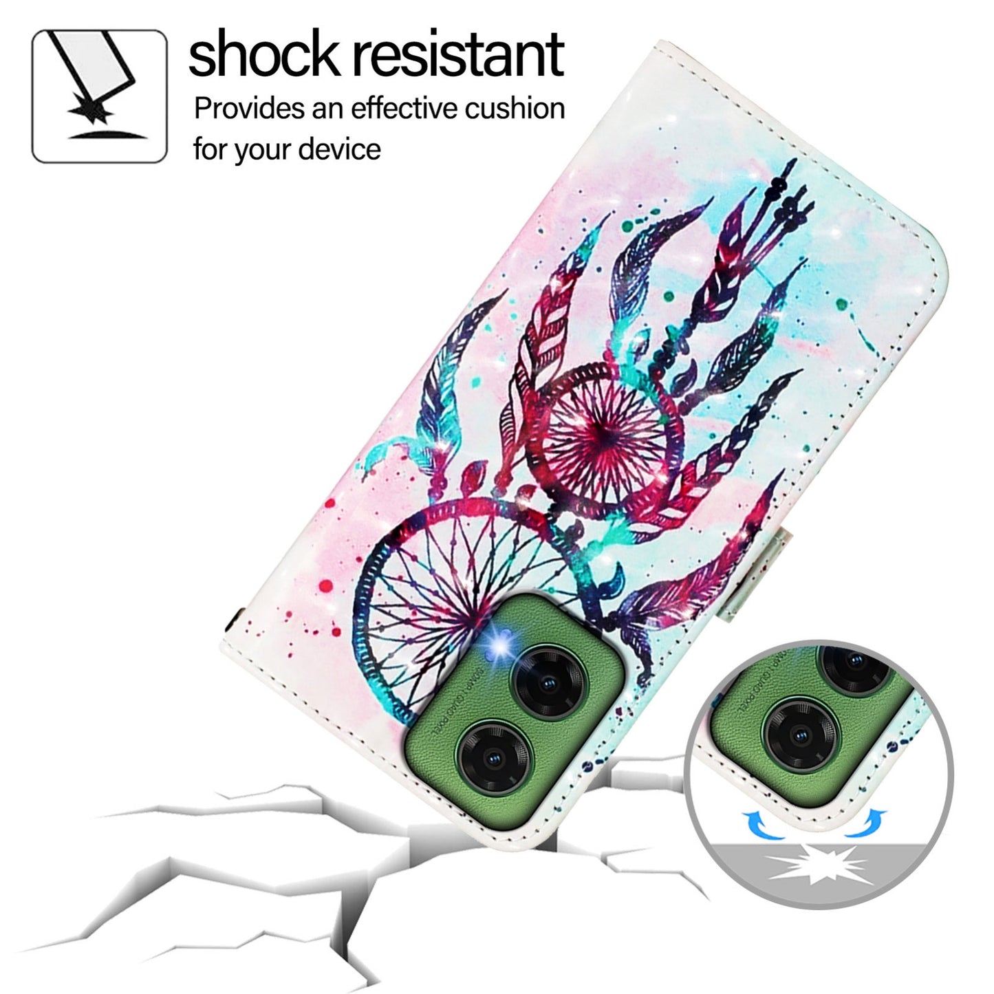 Motorola Moto G35 Leather Flip Phone Case with 3D Painted Design, Card Holder, Wallet & Stand Function - Durable Protection & Easy Access