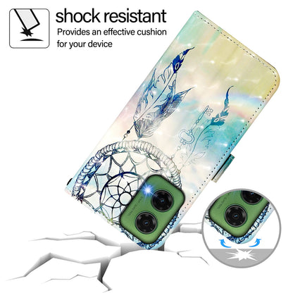 Motorola Moto G35 Leather Flip Phone Case with 3D Painted Design, Card Holder, Wallet & Stand Function - Durable Protection & Easy Access