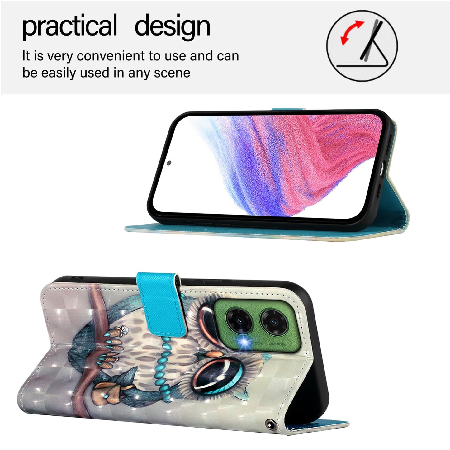 Motorola Moto G35 Leather Flip Phone Case with 3D Painted Design, Card Holder, Wallet & Stand Function - Durable Protection & Easy Access