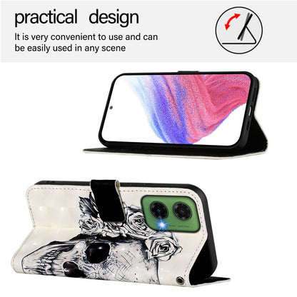 Motorola Moto G35 Leather Flip Phone Case with 3D Painted Design, Card Holder, Wallet & Stand Function - Durable Protection & Easy Access