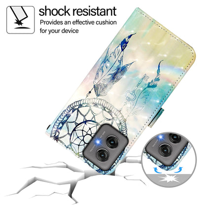 Motorola Moto G55 Leather Flip Phone Case with 3D Painted Design, Card Holder, Wallet & Stand Function - Durable Protection & Easy Access