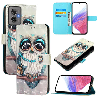 Motorola Moto G55 Leather Flip Phone Case with 3D Painted Design, Card Holder, Wallet & Stand Function - Durable Protection & Easy Access