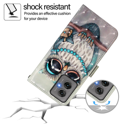 Motorola Moto G55 Leather Flip Phone Case with 3D Painted Design, Card Holder, Wallet & Stand Function - Durable Protection & Easy Access