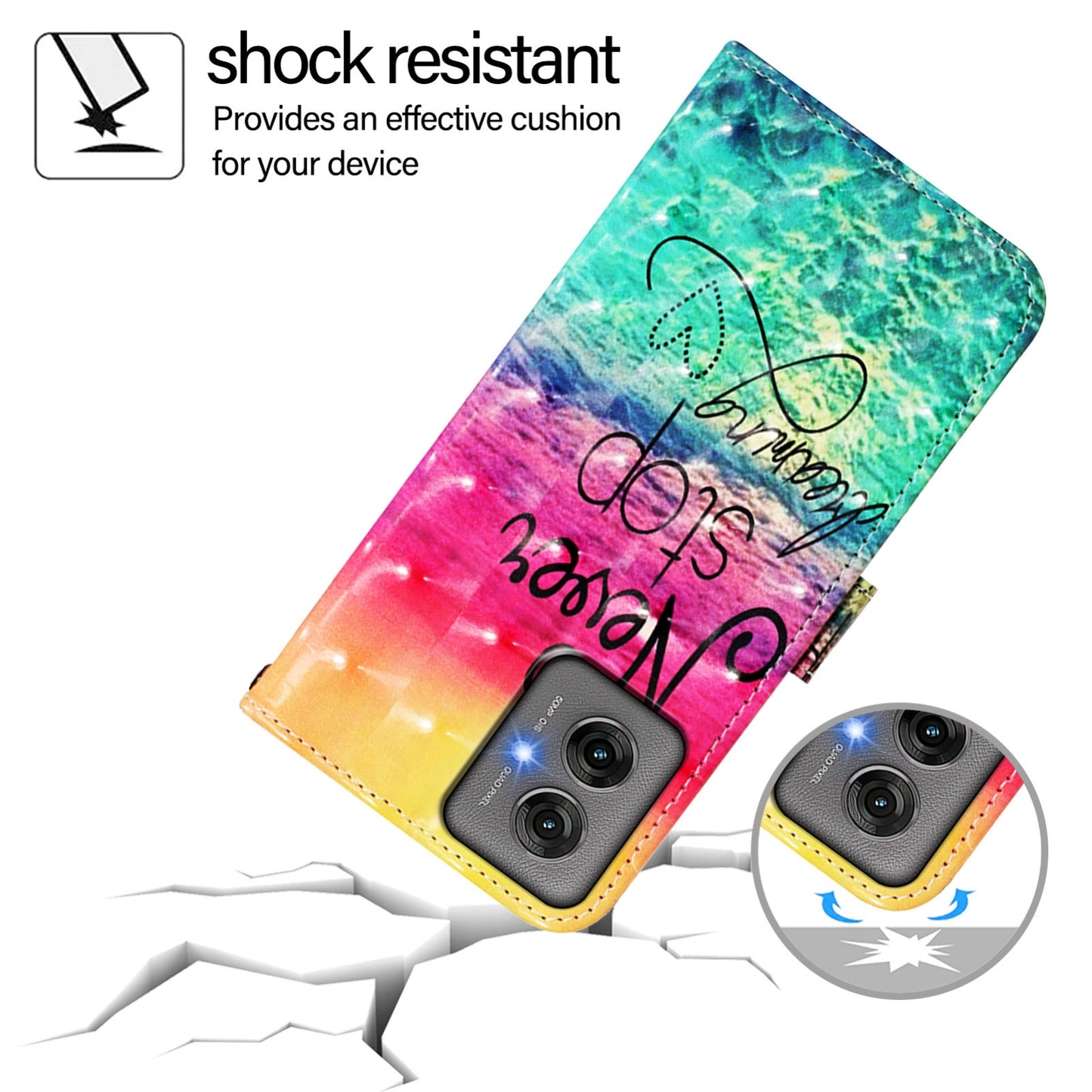 Motorola Moto G55 Leather Flip Phone Case with 3D Painted Design, Card Holder, Wallet & Stand Function - Durable Protection & Easy Access