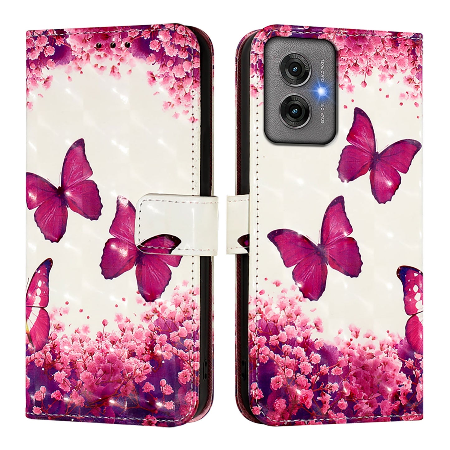 Motorola Moto G55 Leather Flip Phone Case with 3D Painted Design, Card Holder, Wallet & Stand Function - Durable Protection & Easy Access