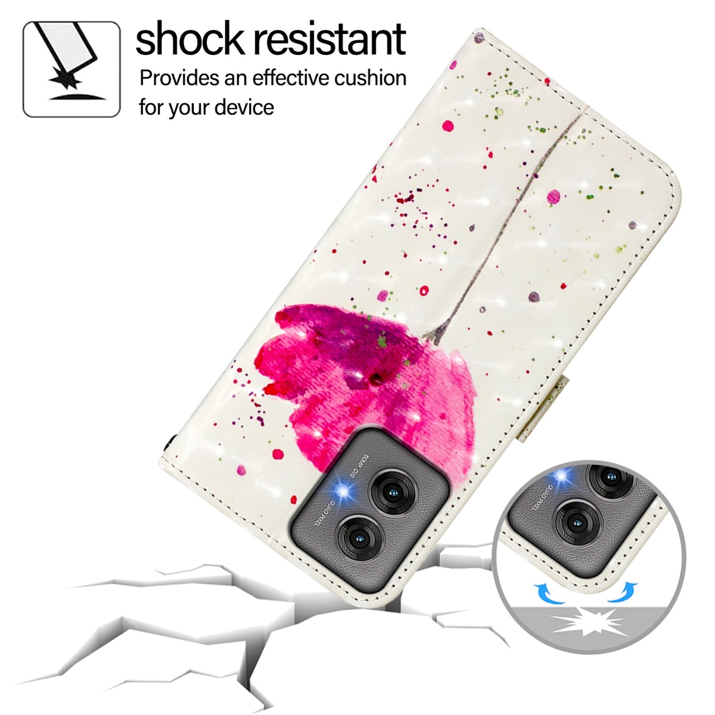 Motorola Moto G55 Leather Flip Phone Case with 3D Painted Design, Card Holder, Wallet & Stand Function - Durable Protection & Easy Access