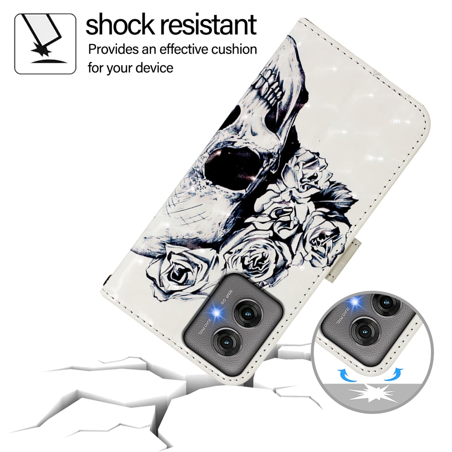 Motorola Moto G55 Leather Flip Phone Case with 3D Painted Design, Card Holder, Wallet & Stand Function - Durable Protection & Easy Access