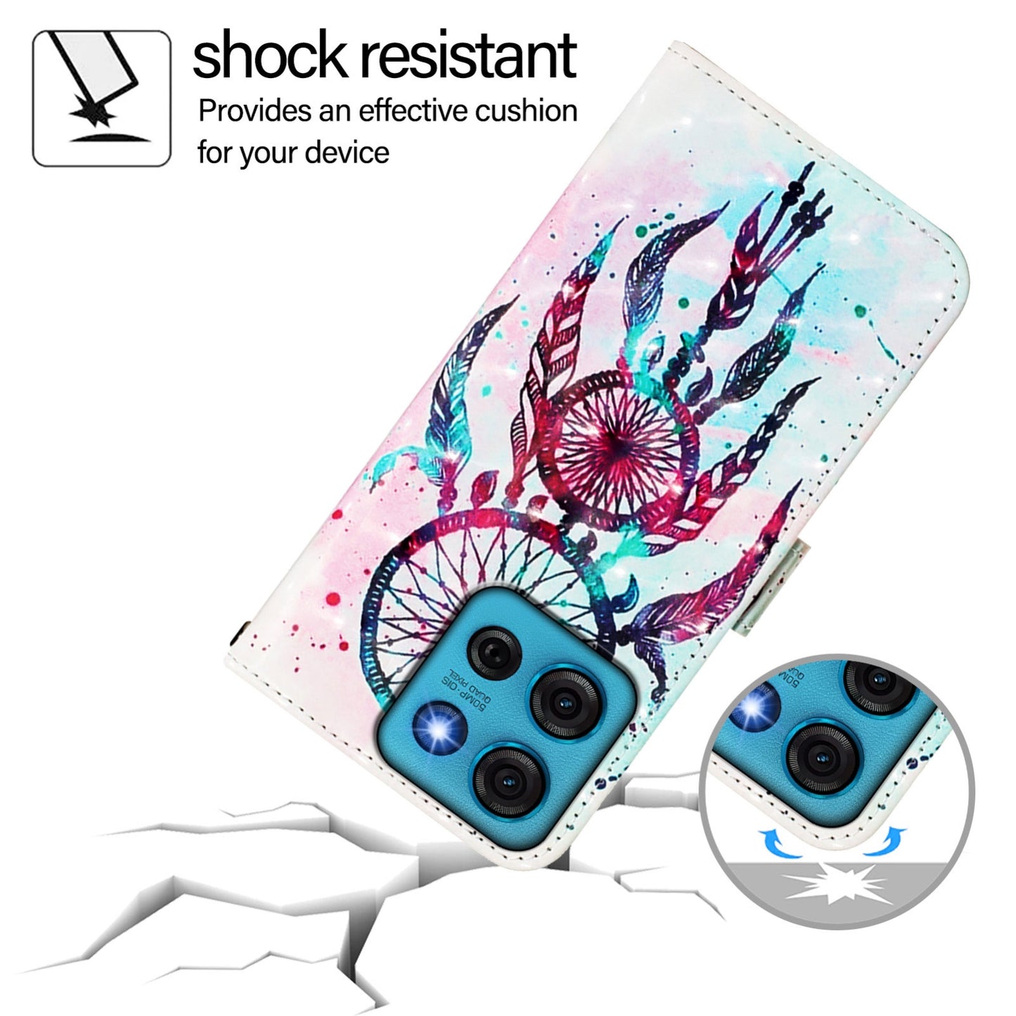 Motorola Moto G75 5G Leather Flip Phone Case with 3D Painted Design, Card Holder, Wallet & Stand Function - Durable Protection & Easy Access