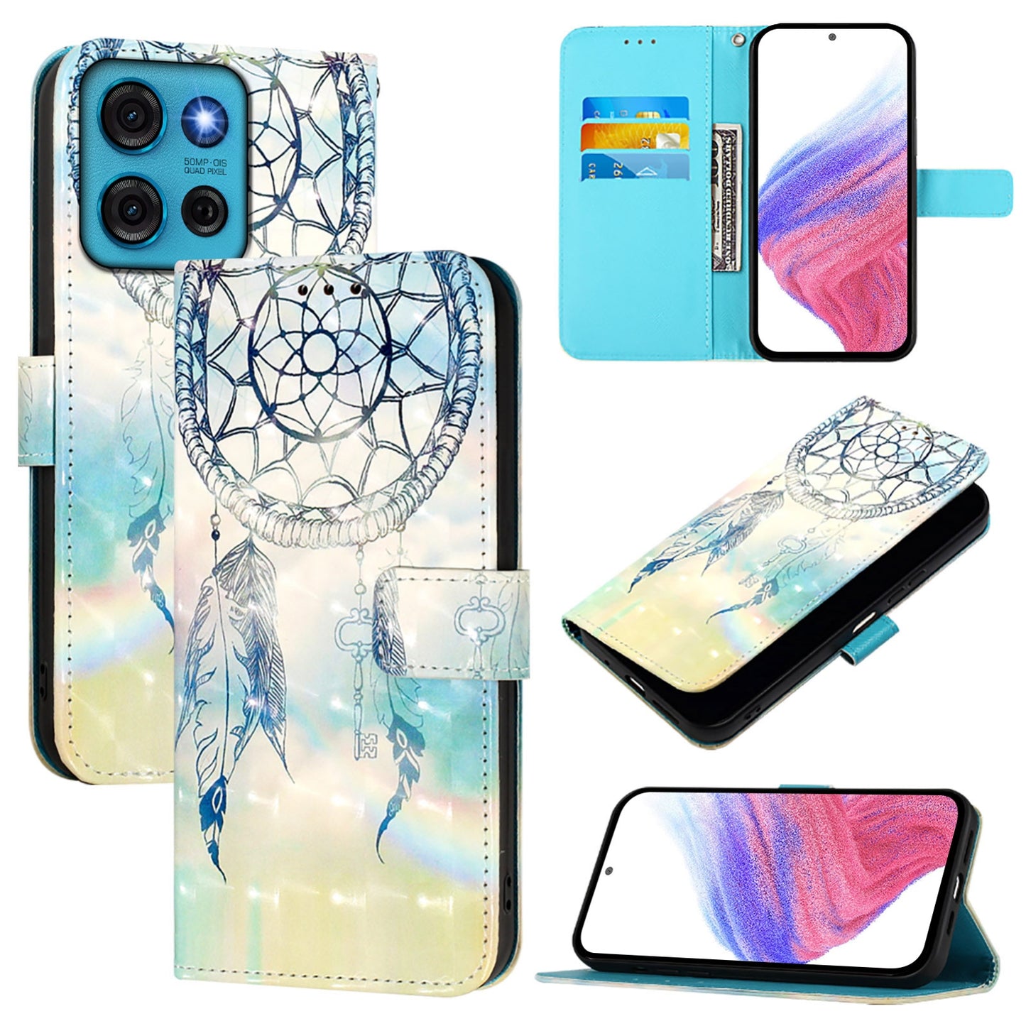 Motorola Moto G75 5G Leather Flip Phone Case with 3D Painted Design, Card Holder, Wallet & Stand Function - Durable Protection & Easy Access