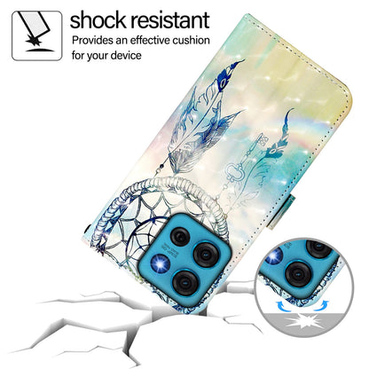 Motorola Moto G75 5G Leather Flip Phone Case with 3D Painted Design, Card Holder, Wallet & Stand Function - Durable Protection & Easy Access