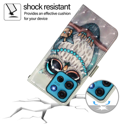 Motorola Moto G75 5G Leather Flip Phone Case with 3D Painted Design, Card Holder, Wallet & Stand Function - Durable Protection & Easy Access