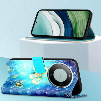 Huawei Mate 60 Leather Flip Phone Case with 3D Painted Design, Card Holder, Wallet & Stand Function - Durable Protection & Easy Access