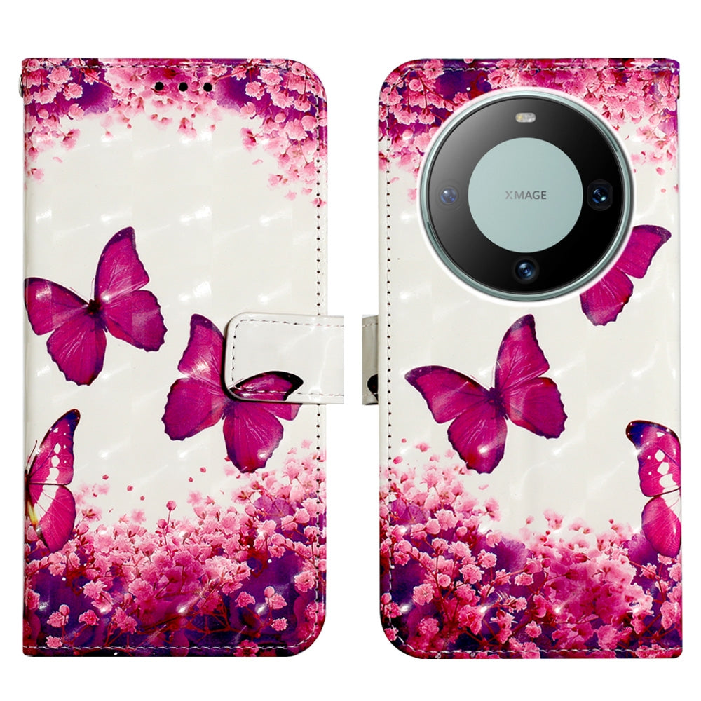 Huawei Mate 60 Leather Flip Phone Case with 3D Painted Design, Card Holder, Wallet & Stand Function - Durable Protection & Easy Access