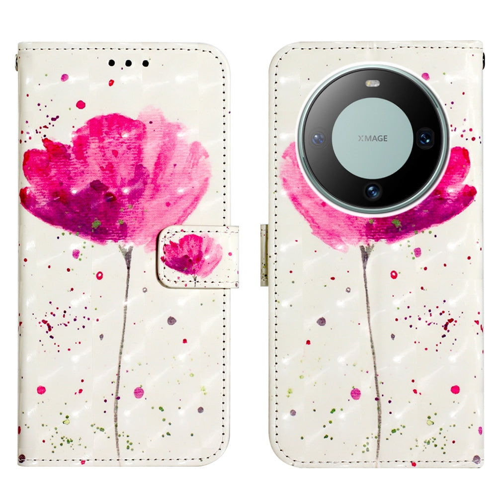 Huawei Mate 60 Leather Flip Phone Case with 3D Painted Design, Card Holder, Wallet & Stand Function - Durable Protection & Easy Access