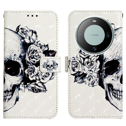 Huawei Mate 60 Leather Flip Phone Case with 3D Painted Design, Card Holder, Wallet & Stand Function - Durable Protection & Easy Access