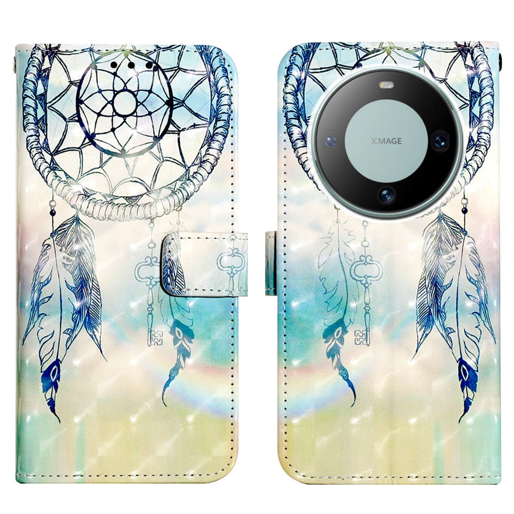 Huawei Mate 60 Pro Leather Flip Phone Case with 3D Painted Design, Card Holder, Wallet & Stand Function - Durable Protection & Easy Access