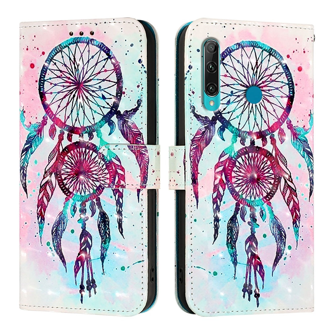 Huawei P Smart 2019 Leather Flip Phone Case with 3D Painted Design, Card Holder, Wallet & Stand Function - Durable Protection & Easy Access
