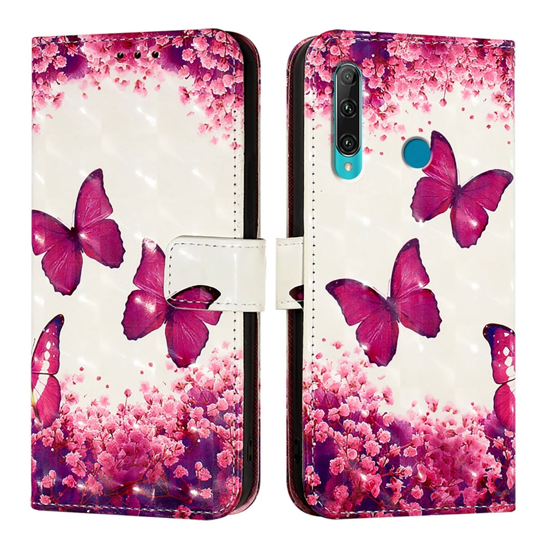 Huawei P Smart 2019 Leather Flip Phone Case with 3D Painted Design, Card Holder, Wallet & Stand Function - Durable Protection & Easy Access