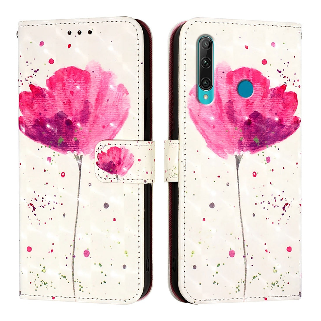 Huawei Enjoy 9s Leather Flip Phone Case with 3D Painted Design, Card Holder, Wallet & Stand Function - Durable Protection & Easy Access