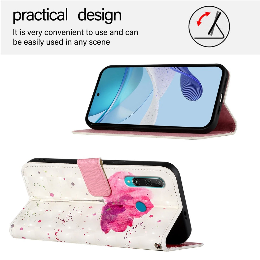 Huawei P Smart 2019 Leather Flip Phone Case with 3D Painted Design, Card Holder, Wallet & Stand Function - Durable Protection & Easy Access