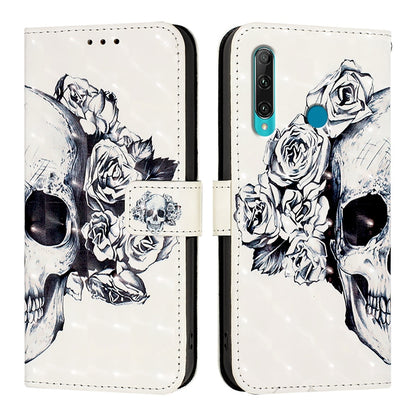 Huawei Enjoy 9s Leather Flip Phone Case with 3D Painted Design, Card Holder, Wallet & Stand Function - Durable Protection & Easy Access