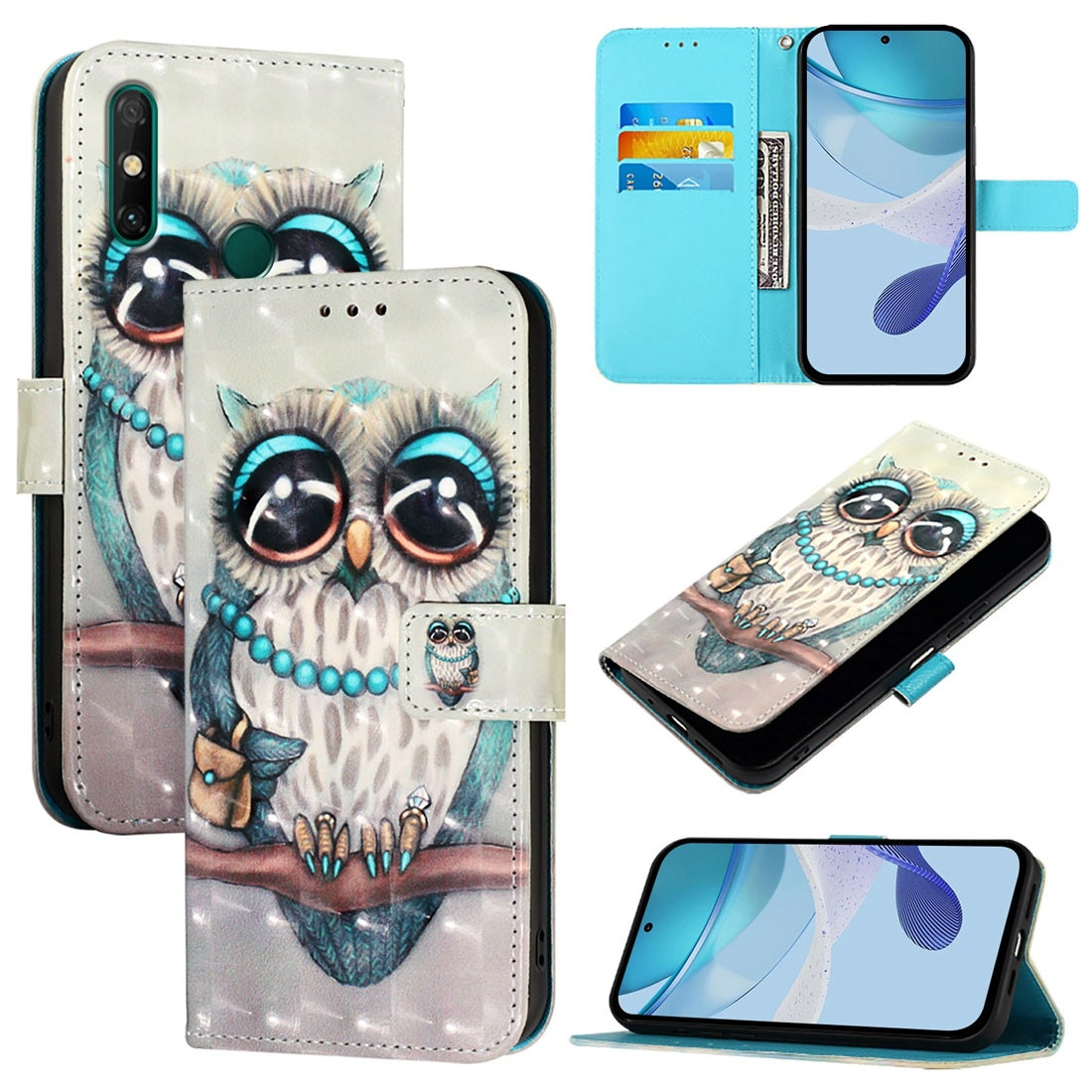 Huawei Enjoy 20 SE Leather Flip Phone Case with 3D Painted Design, Card Holder, Wallet & Stand Function - Durable Protection & Easy Access