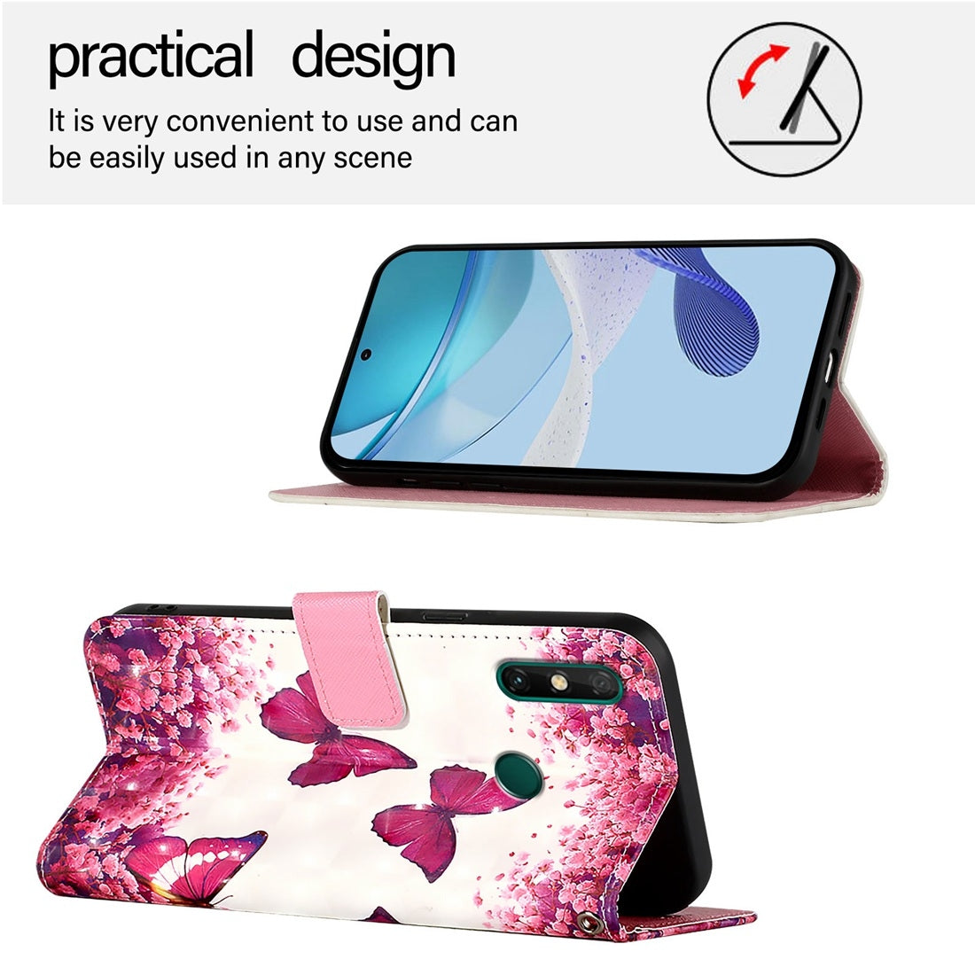 Huawei Y7a 4G Leather Flip Phone Case with 3D Painted Design, Card Holder, Wallet & Stand Function - Durable Protection & Easy Access