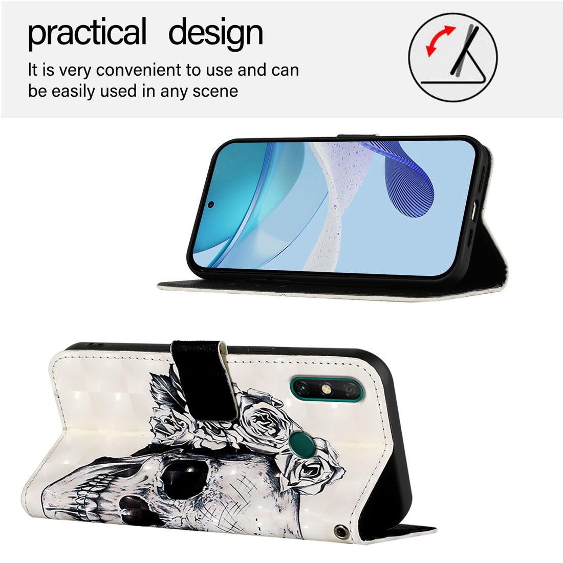 Huawei Y7a 4G Leather Flip Phone Case with 3D Painted Design, Card Holder, Wallet & Stand Function - Durable Protection & Easy Access